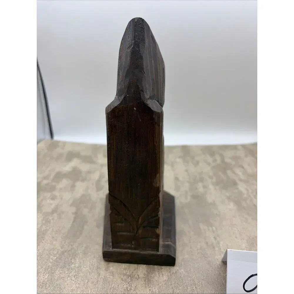 Vintage Hand Carved Wood Monk Friar Reading Book Figure Religious Folk Art 8”